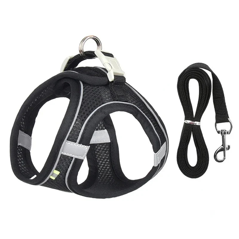 Puppy Harness Set Dog Accessories Adjustable Puppy and Cat Harness Vest French Bulldog Chihuahua Small Dog Collar Pet Leash Dogs (6Kg-10Kg)
