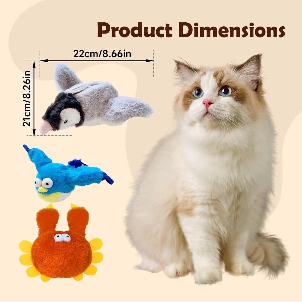 Cat Toy, 2026 Upgrade Interactive Chirping Bird with Flapping Wings, Rechargeable Toy for Indoor Cats (Blue)