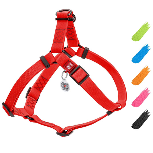 Waterproof Dog Harness Adjustable Dog Harness for Large Dogs Small and Medium Dogs Heavy Duty Dog Harness with Durable Metal Clasp and QR Dog Tag Boy & Girl Dog Harness Red (24 35In)