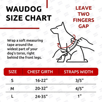 WAUDOG Waterproof Dog Harness Adjustable Dog Harness for Large Dogs Small and Medium Dogs Heavy Duty Dog Harness with Durable Metal Clasp and QR Dog Tag Boy & Girl Dog Harness Orange (24 35In)